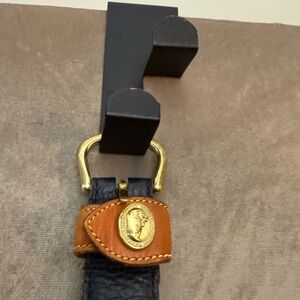 Dooney & Bourke Vintage Women’s Navy and Tan Leather Belt